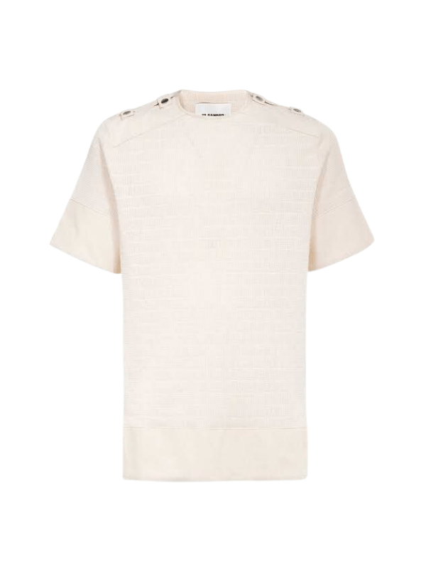 Jil Sander T-Shirt Shoulder Studs Off-White - AL Capone PremiumClothingT-Shirts1324-12
