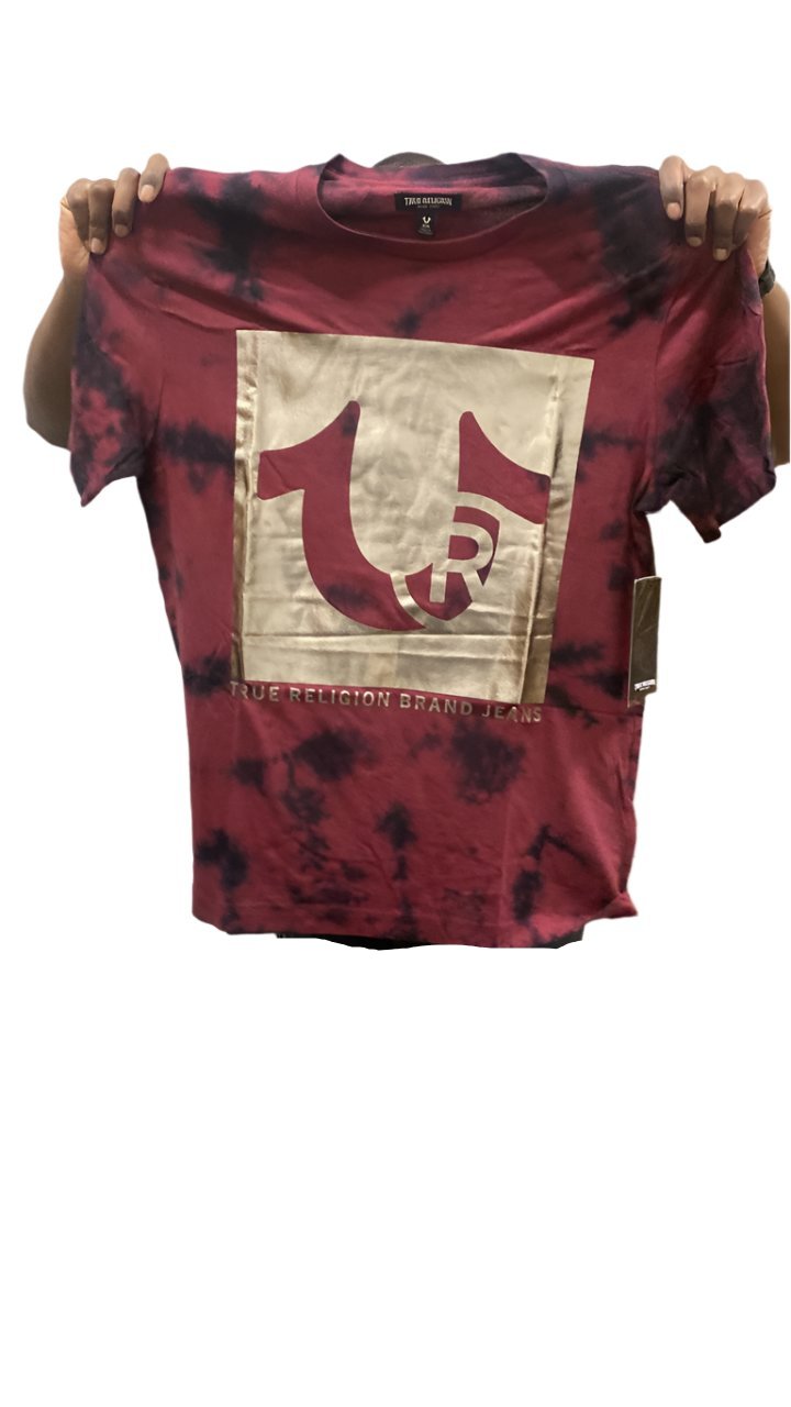 True Religion  T-Shirt Tie Dye Horseshoe Burgundy