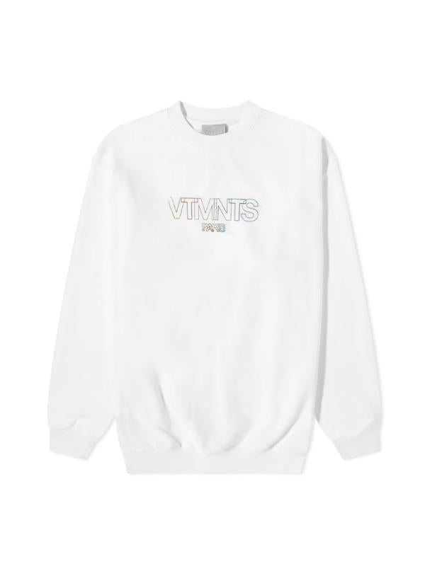 Vtmnts Sweater Outline Logo White