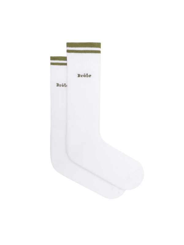 Drole De Monsieur Socks Logo White-Khaki