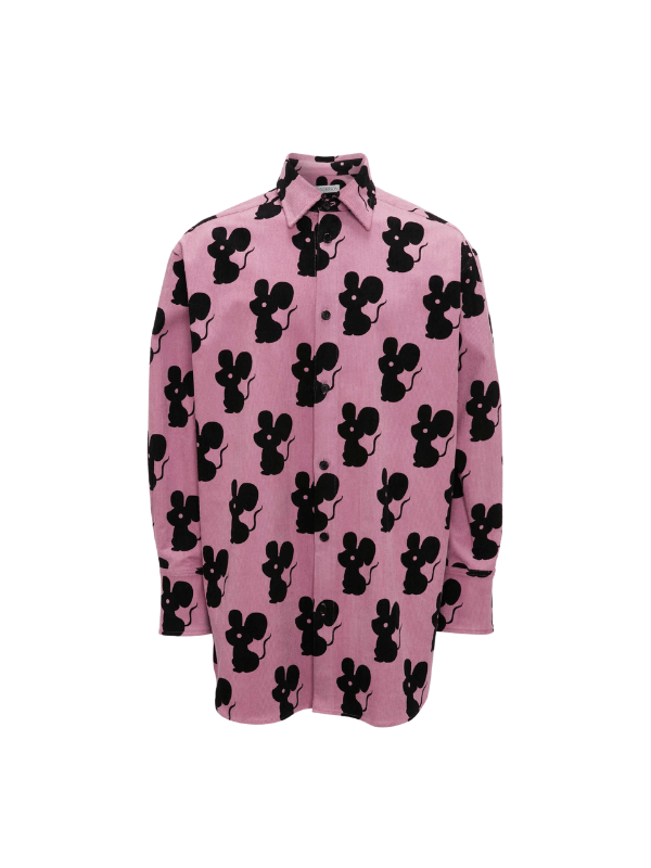 Jw Anderson Shirt Oversized Allover Mouse Print Lilac-Black