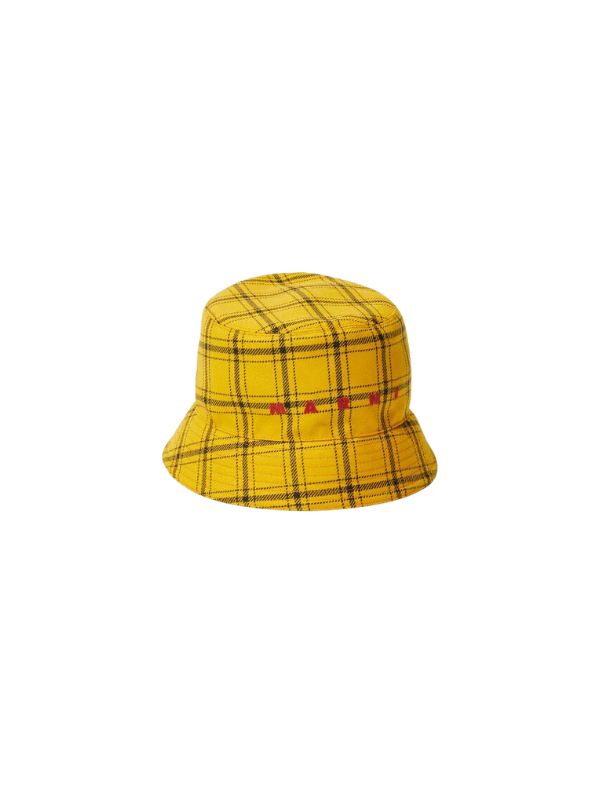 Marni Bucket Hat Check Logo Yellow