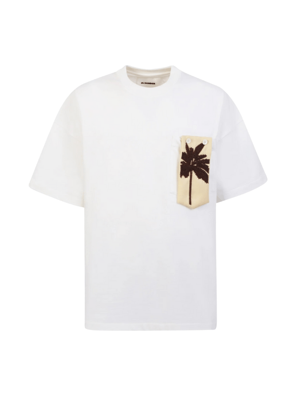 Jil Sander T-Shirt Pocket Palm White