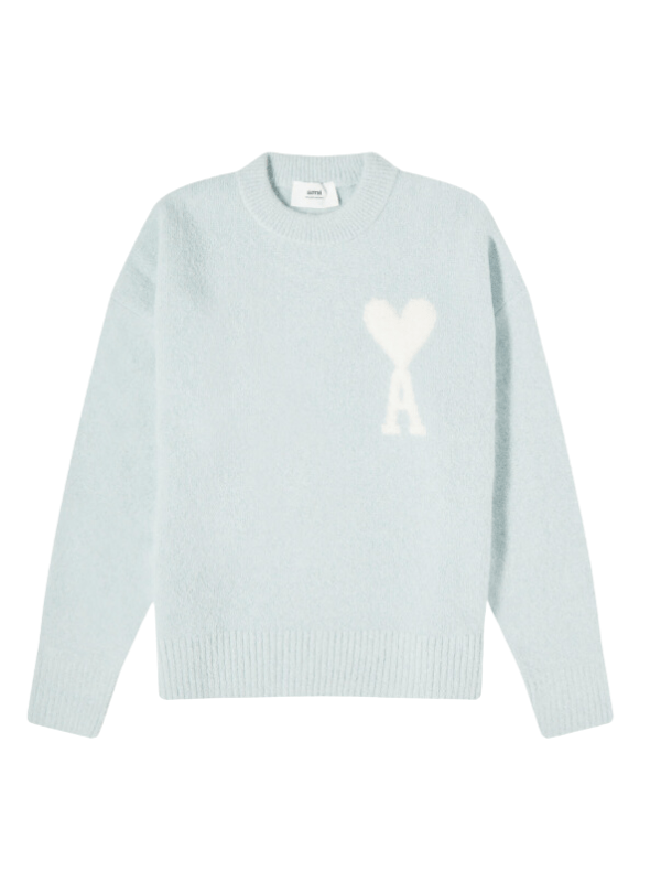 Ami Sweater De Coeur Logo Powder Blue - 1