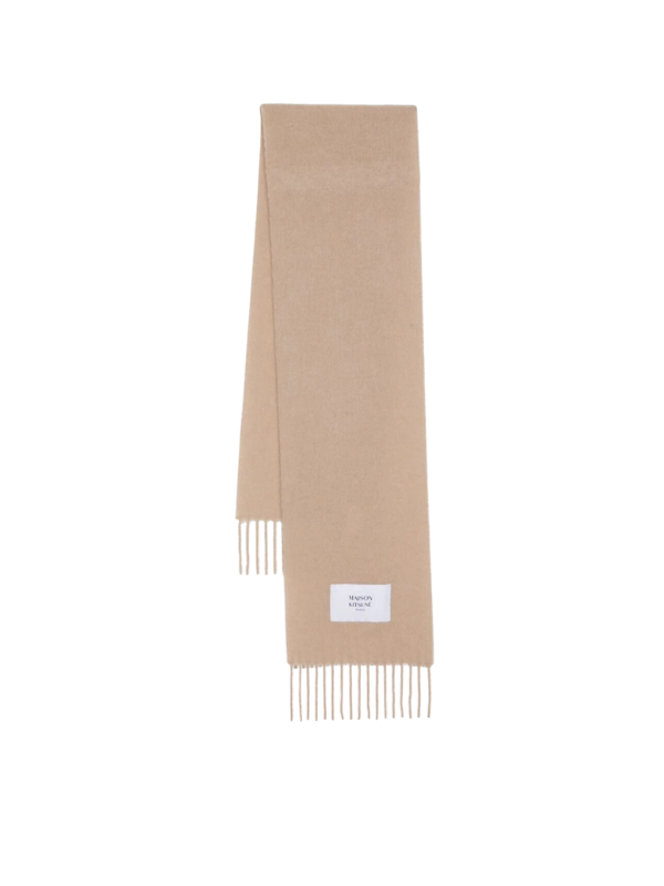 Maison Kitsune Scarf Baby Alpaca Plain Dark Beige