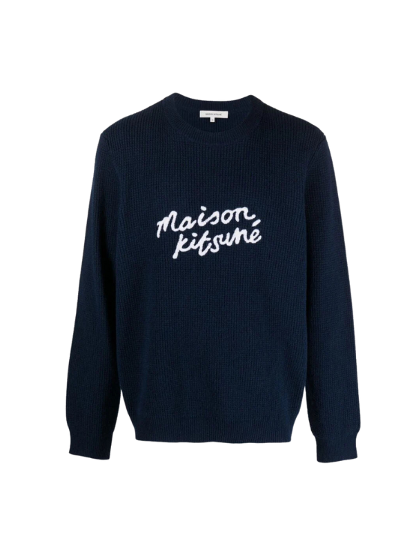 Maison Kitsune Sweater Bold Logo Ink Blue