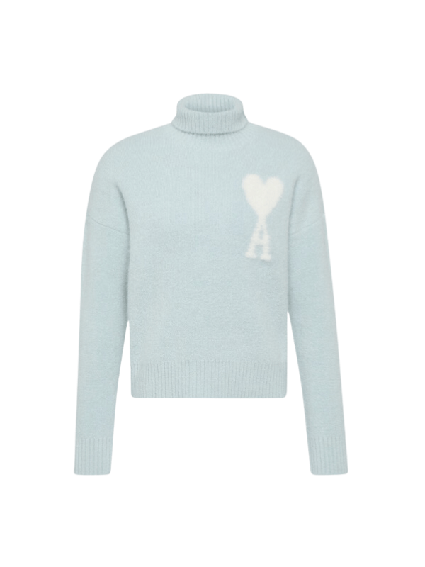 Ami Turtleneck Logo Powder Blue - 1