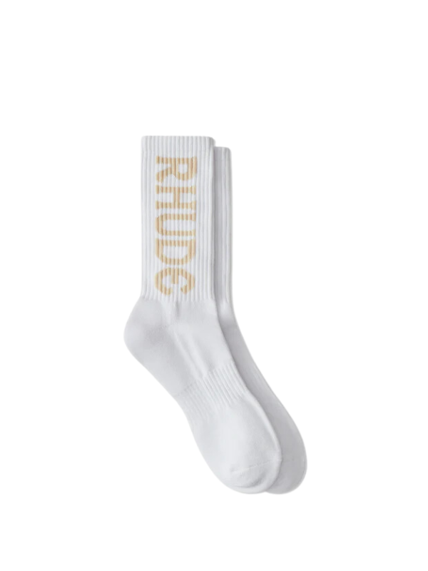 Rhude Socks Vertical Logo White-Tan