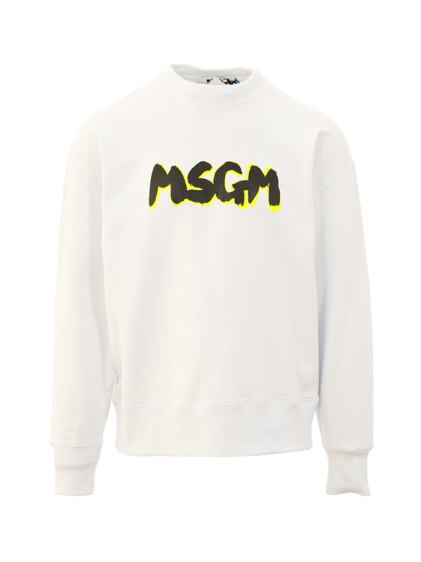 Msgm Sweater Felpa Bold Logo White