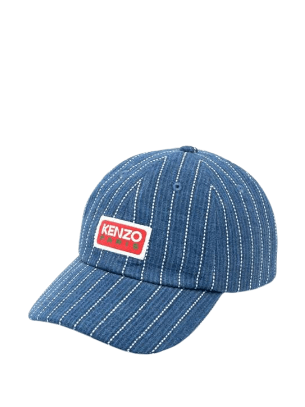 Kenzo Cap Stripe Logo Medium Stone Blue Denim