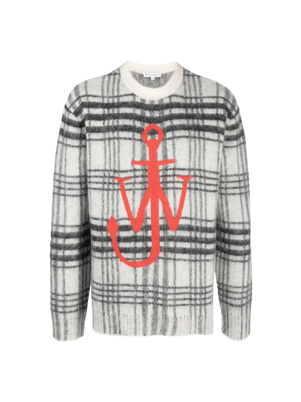 Jw Anderson Sweater Tartan Check White-Black