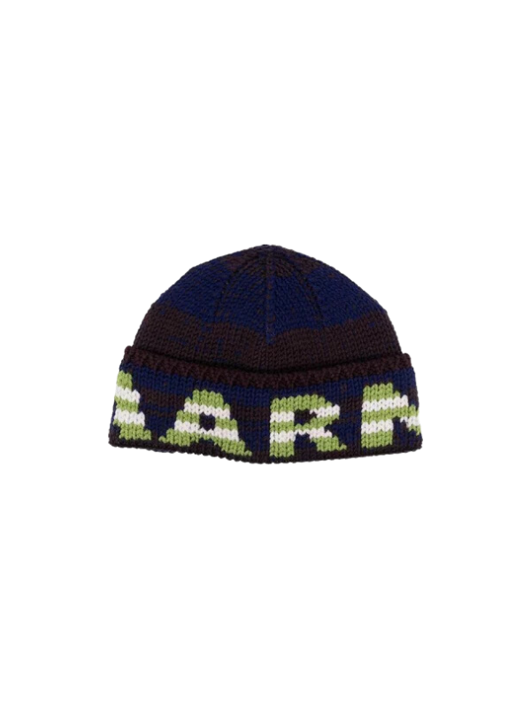 Marni Beanie Colour Block Logo Multi Colour