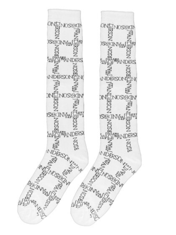 Jw Anderson Socks Logo Grid Long White/Black