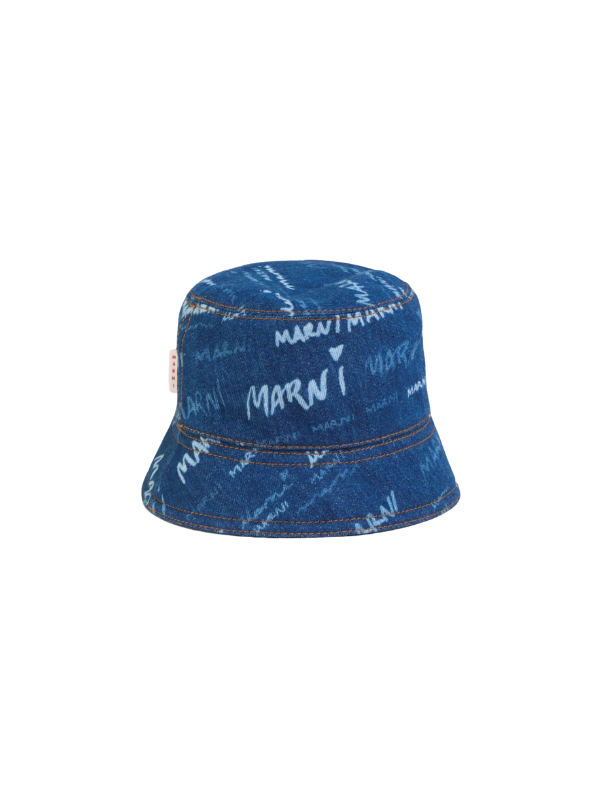 Marni Bucket Hat Allover Print Denim Blue