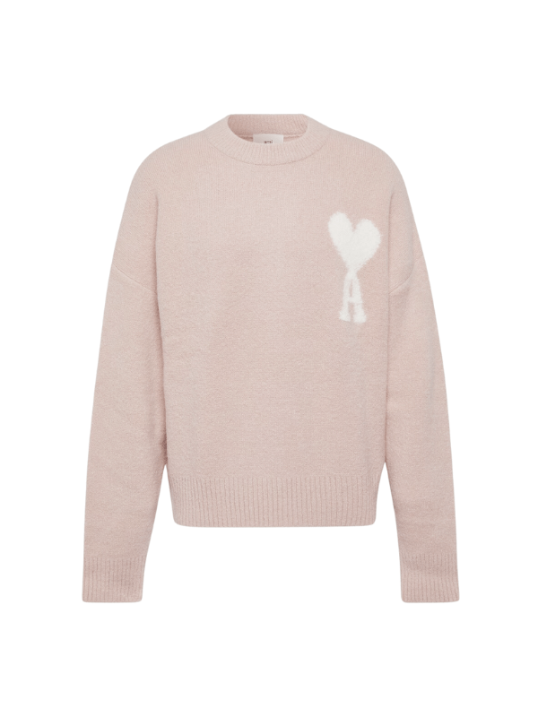 Ami Sweater De Coeur Logo Light Pink - 1