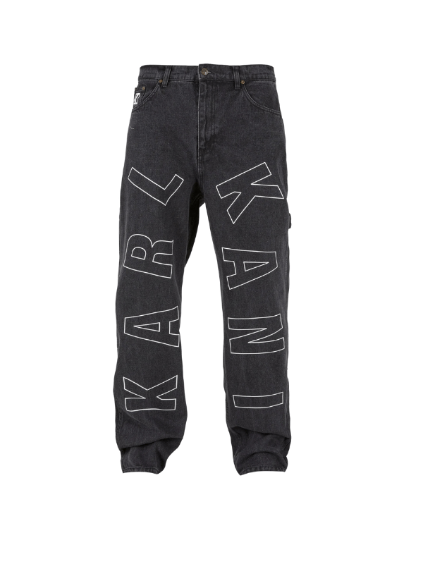 Karl Kani Jeans Baggy Workwear Logo Bleached Black